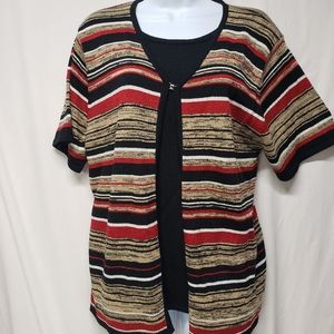 Sag Harbor SS Layered Look Light Weight Sweater